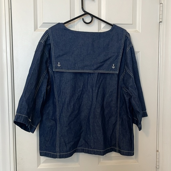 Carolina Plus Blues Denim Jean Top with Sailor Collar, 24W - Picture 4 of 6